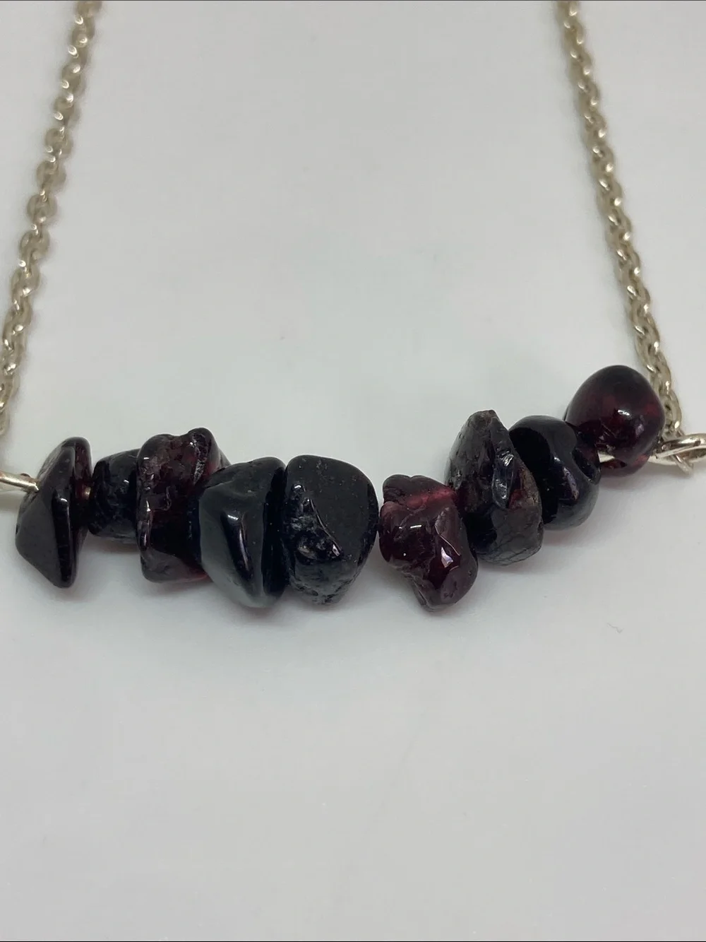 Women's Garnet Chip Bar Anklet | Genuine Red Stone Anklet Bracelet | Boho Jewelr